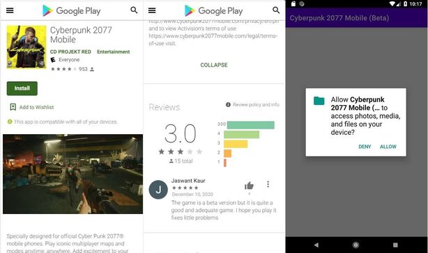 Falešný Cyberpunk 2077 pro mobily