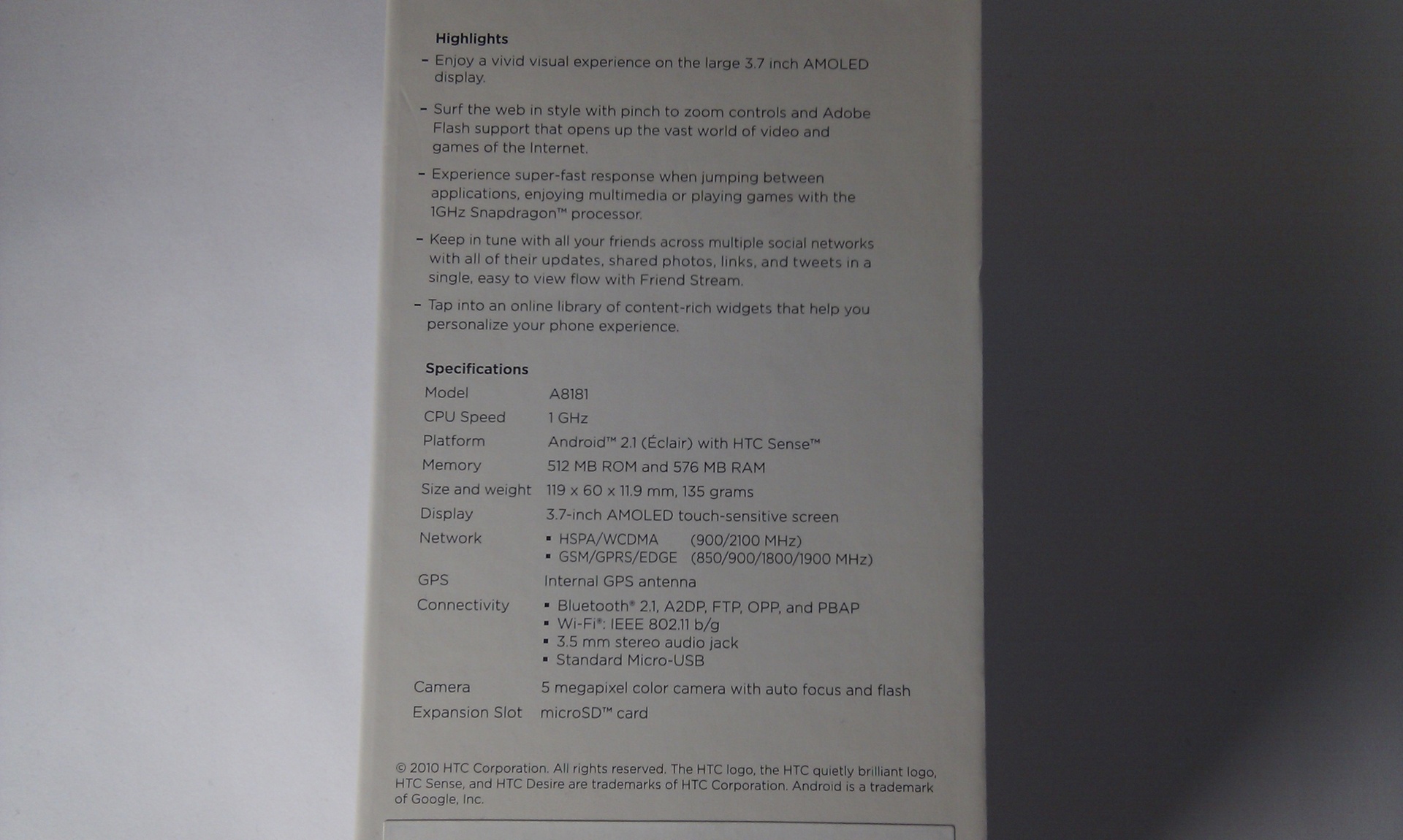 Fotografie z HTC Desire