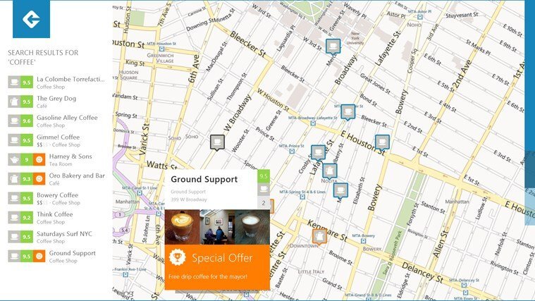 Foursquare pro Windows 8/RT