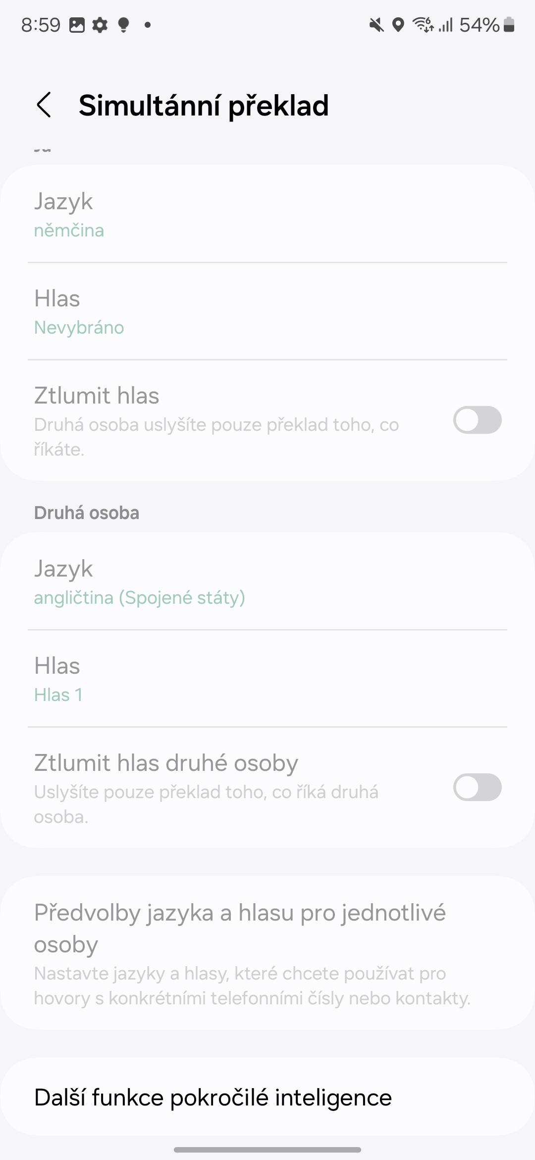 Galaxy AI Simultánní překlad