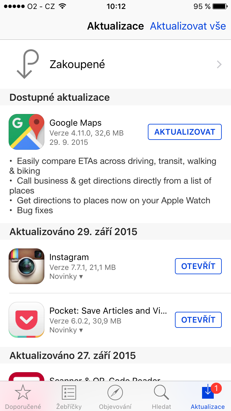 Google Maps aktualizace iOS