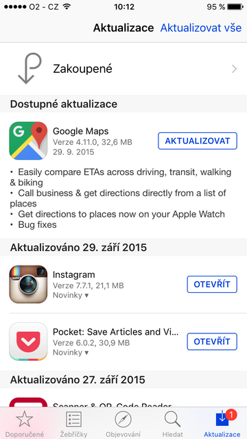 Google Maps aktualizace iOS
