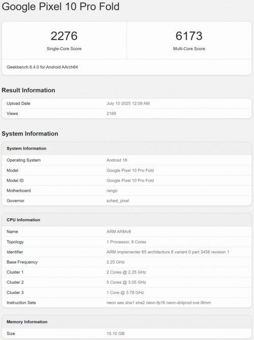 Google Pixel 10 Pro Fold