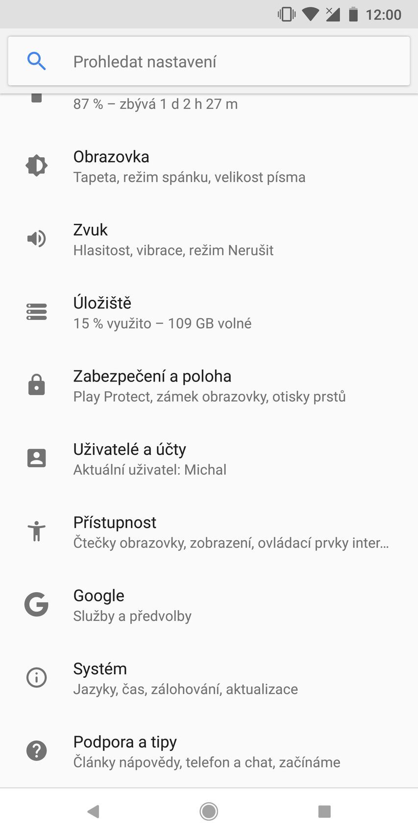 Google Pixel 2 XL - Nastavení/Vývojářský režim