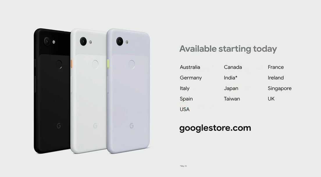 Google Pixely 3a světová dostupnost