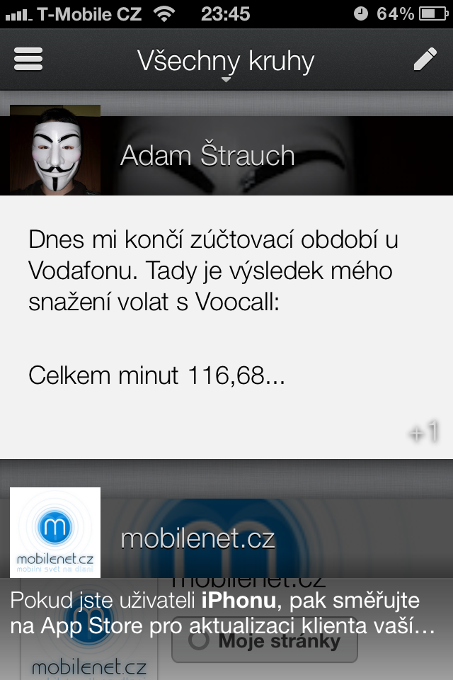 Google+ pro iOS po aktualizaci