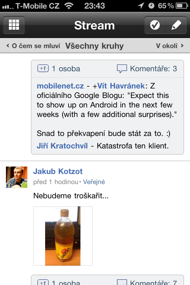 Google+ pro iOS před aktualizací