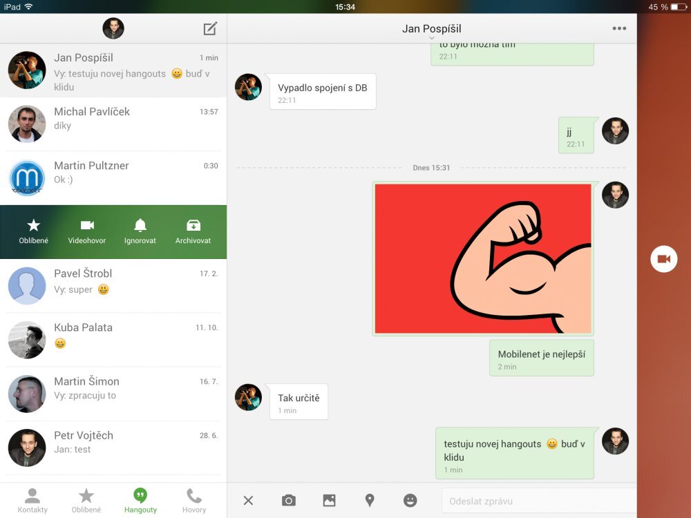 Hangouts pro iOS7