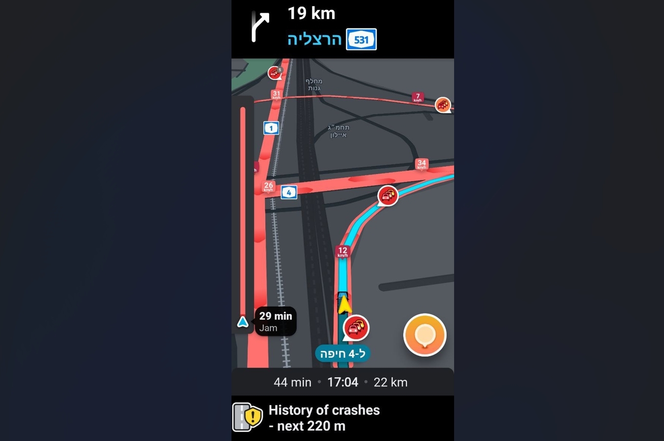 Historie dopravních nehod v aplikaci Waze (beta)