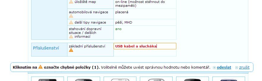 Hlášení chyby ve specifikacích