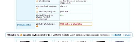 Hlášení chyby ve specifikacích