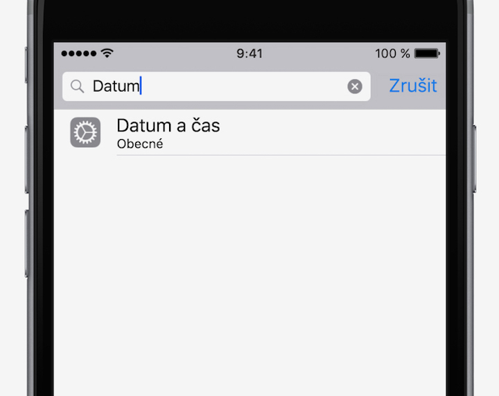 hledání v nastavení