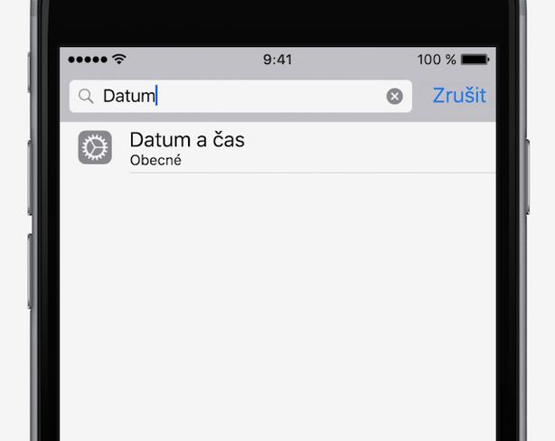 hledání v nastavení