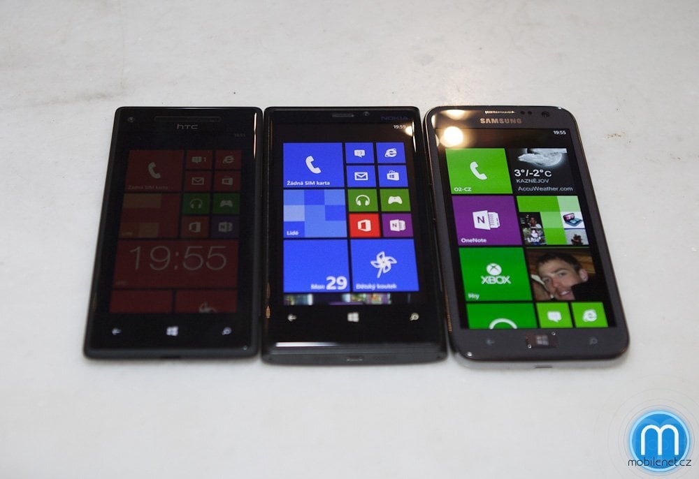 HTC 8X, Nokia Lumia 920 a Samsung ATIV S
