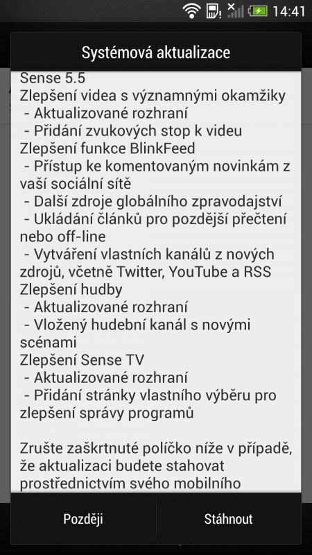 HTC One (aktualizace na Android 4.3)