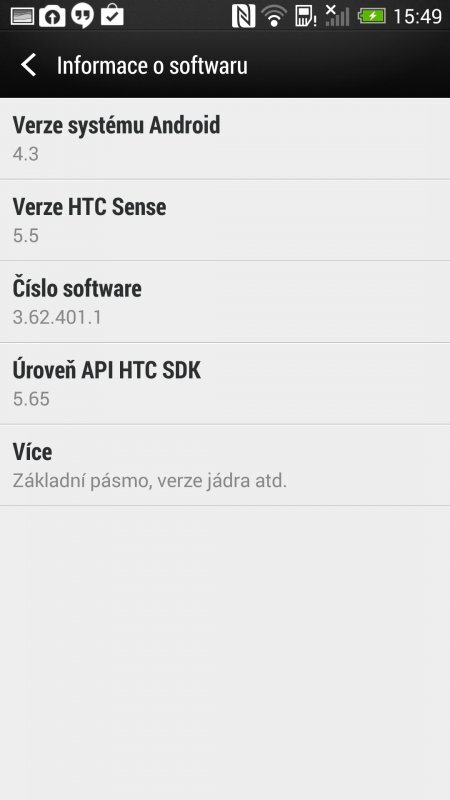 HTC One (aktualizace na Android 4.3)