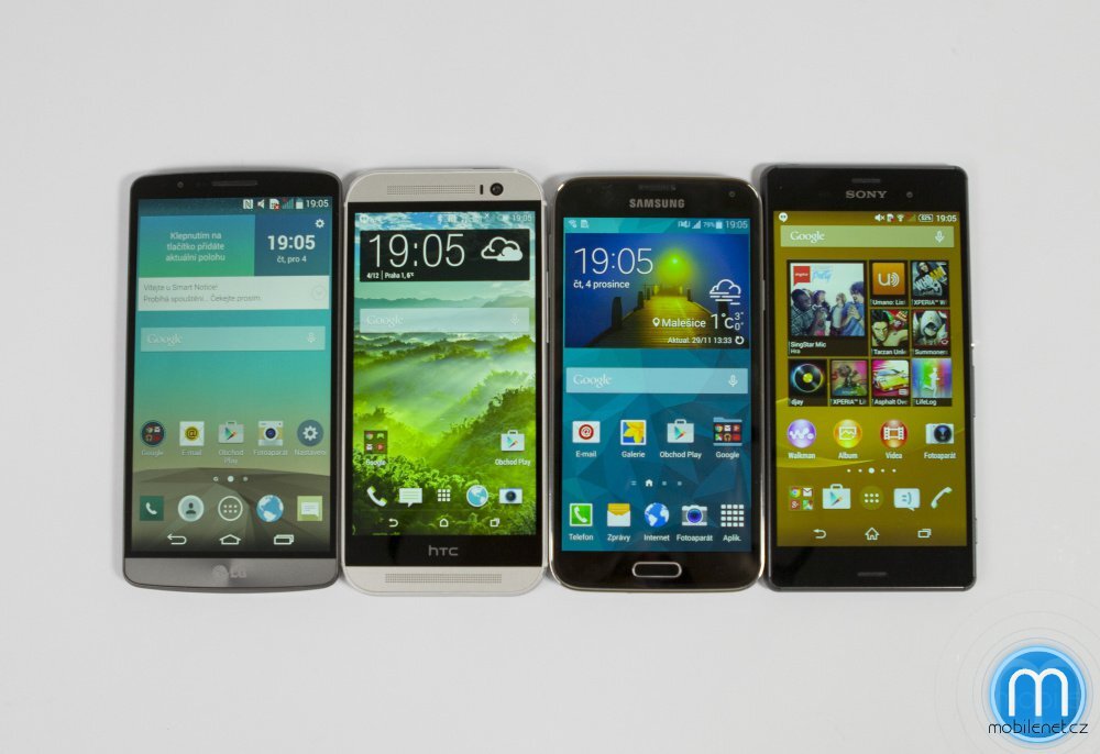 HTC One (M8), LG G3, Samsung Galaxy S5, Sony Xperia Z3
