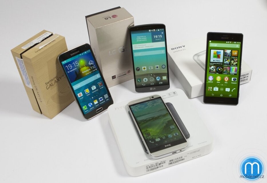 HTC One (M8), LG G3, Samsung Galaxy S5, Sony Xperia Z3