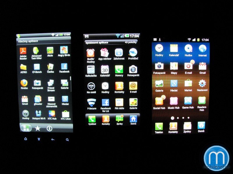 HTC Sensation, LG Optimus 2X, Samsung Galaxy S II