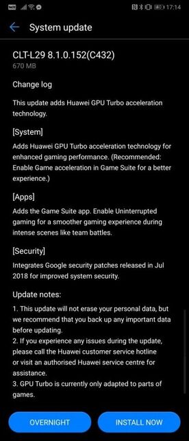 Huawei P20 Pro GPU Turbo