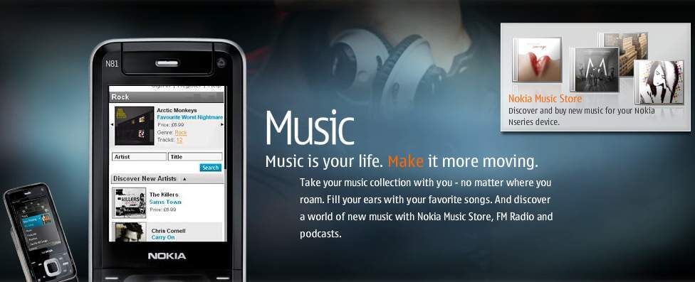 Hudební obchod Nokia: oblíbená hudba jako na dlani