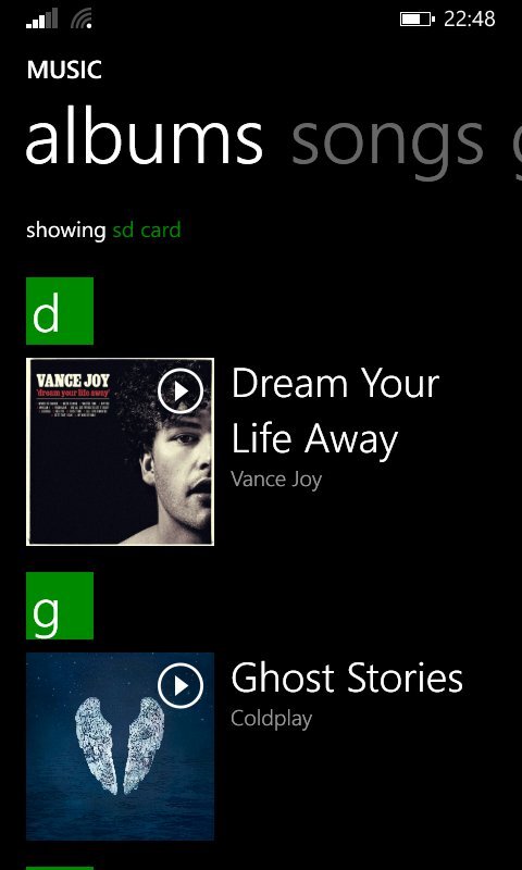 Hudební přehrávač ve Windows Phone