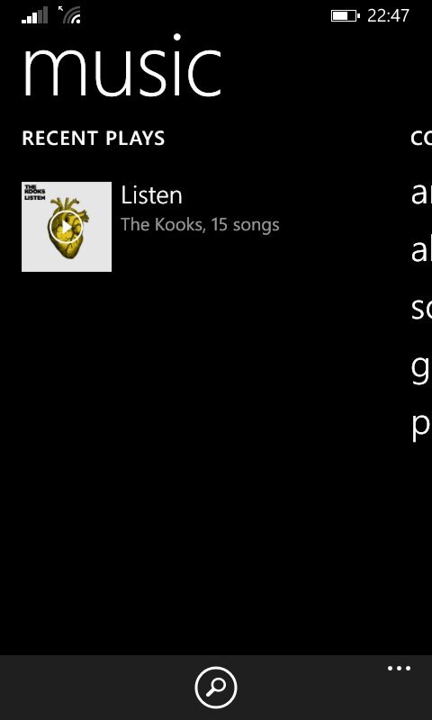 Hudební přehrávač ve Windows Phone