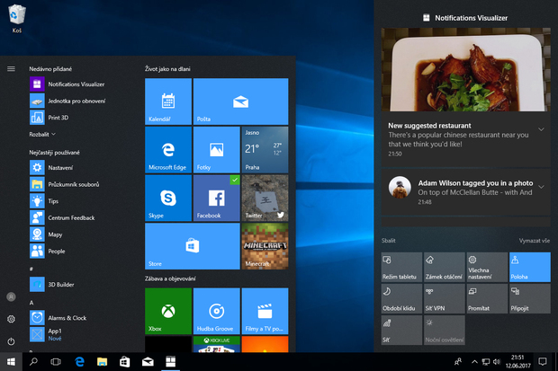 Nové sestavení Windows přináší klávesnici z mobilu a upravené centrum akcí