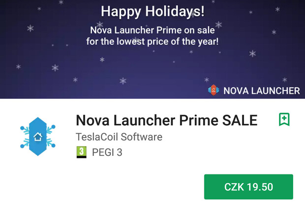 Nova Launcher Prime je v rámci vánoční akce k dispozici za pouhých 20 korun