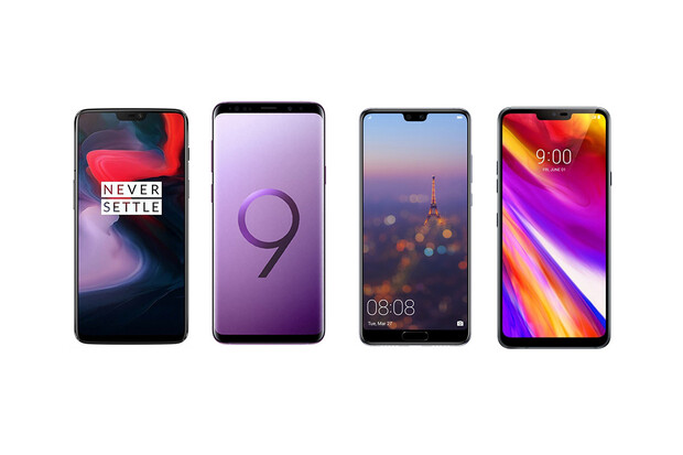 OnePlus 6 vs. Galaxy S9+, Huawei P20 Pro a LG G7