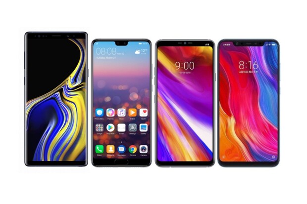 Samsung Galaxy Note9 vs. Huawei P20 Pro, LG G7 ThinQ a Xiaomi Mi 8