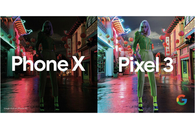 Reklamní kampaň Googlu srovnává výsledky focení Pixelu 3 s tajemným „Phonem X"