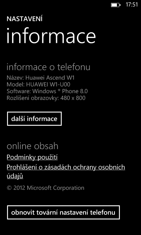 Informace o telefonu