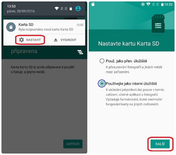 interní úložiště Marshmallow
