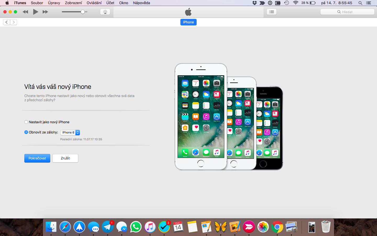 iOS 10 downgrade – obnova ze zálohy