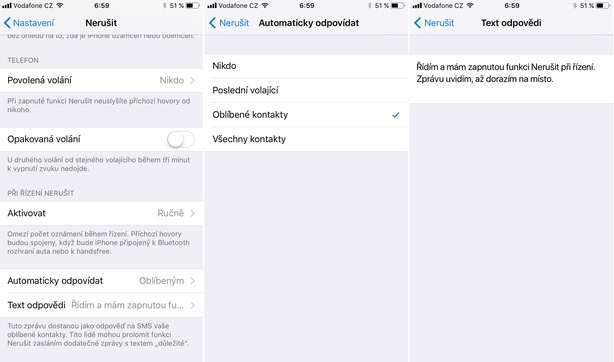 iOS 11 – Nerušit při řízení