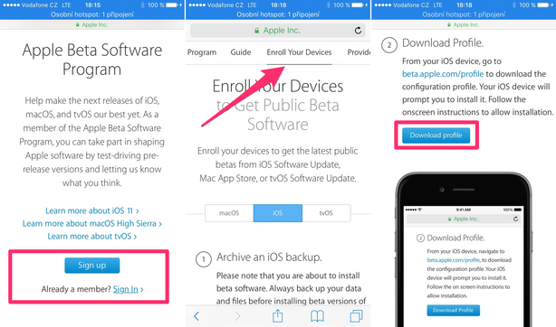 iOS 11 Public beta 1