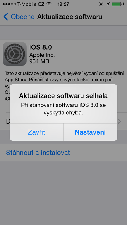 iOS 8 chyba