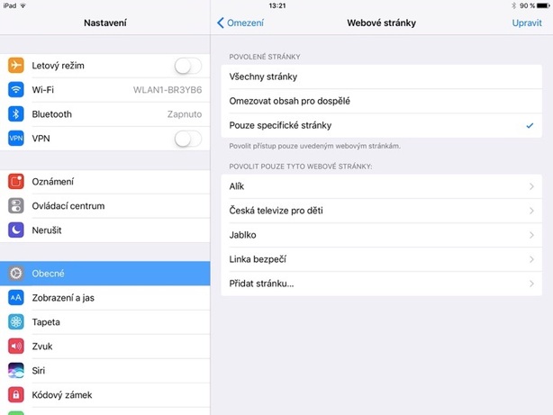 iOS Omezení – web