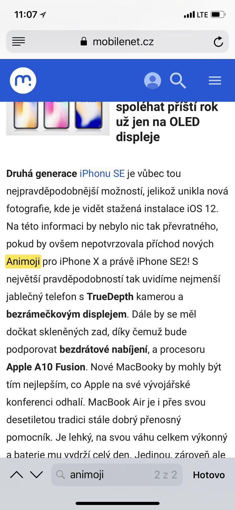 iOS Safari vyhledávání slov