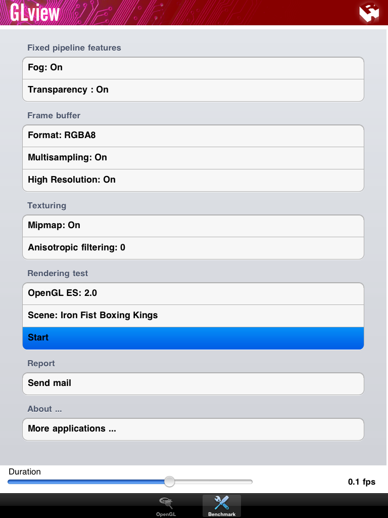 iPad - GLView Benchmark, Iron Fist Tournament Boxers