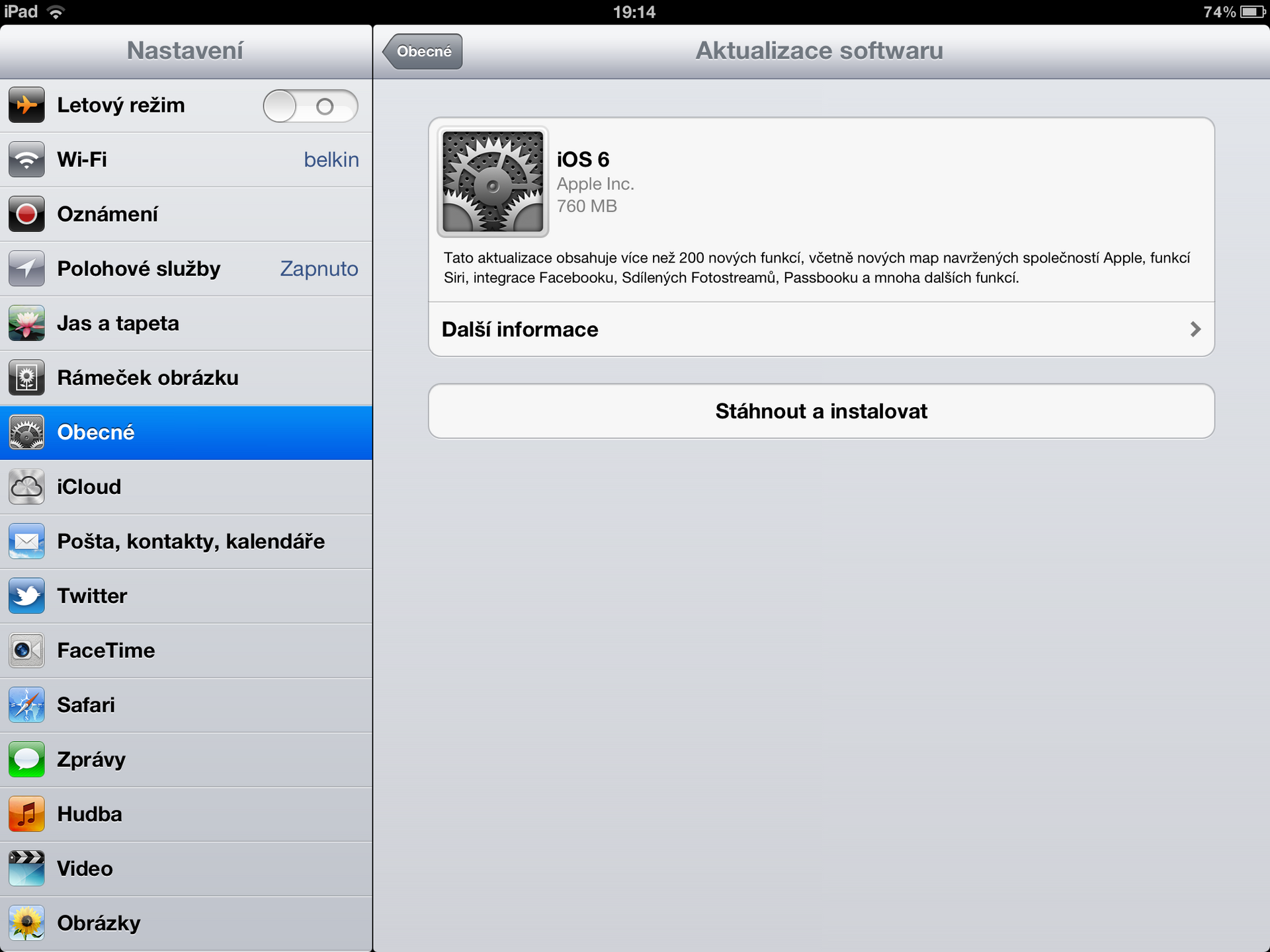 iPad: aktualizace iOS 6