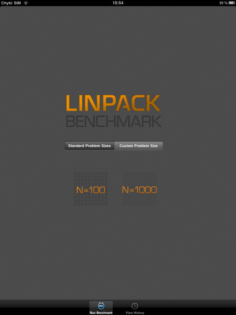 iPad2 - Linpack benchmark (mflop/s)