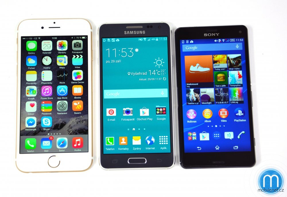 iPhone 6, Galaxy Alpha a Xperia Z3 Compact