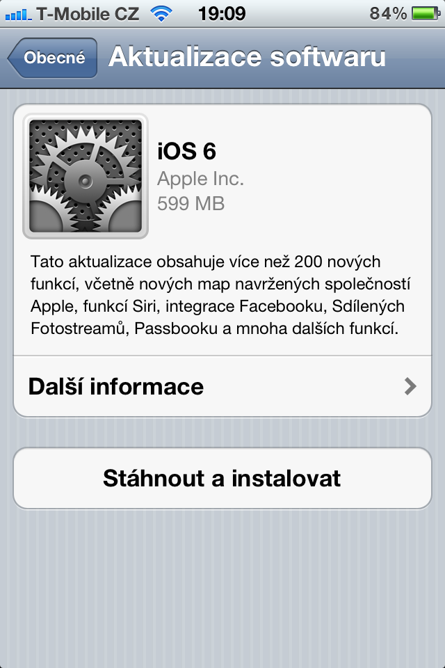 iPhone: aktualizace iOS 6