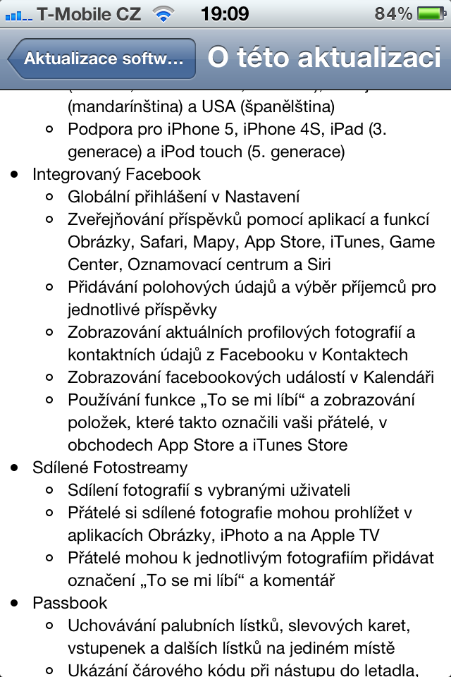 iPhone: aktualizace iOS 6