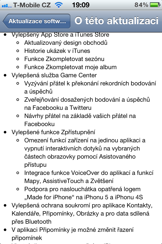 iPhone: aktualizace iOS 6