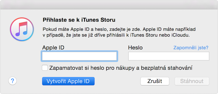 iTunes přihlášení