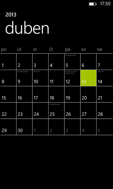 Kalendář ve WP 8