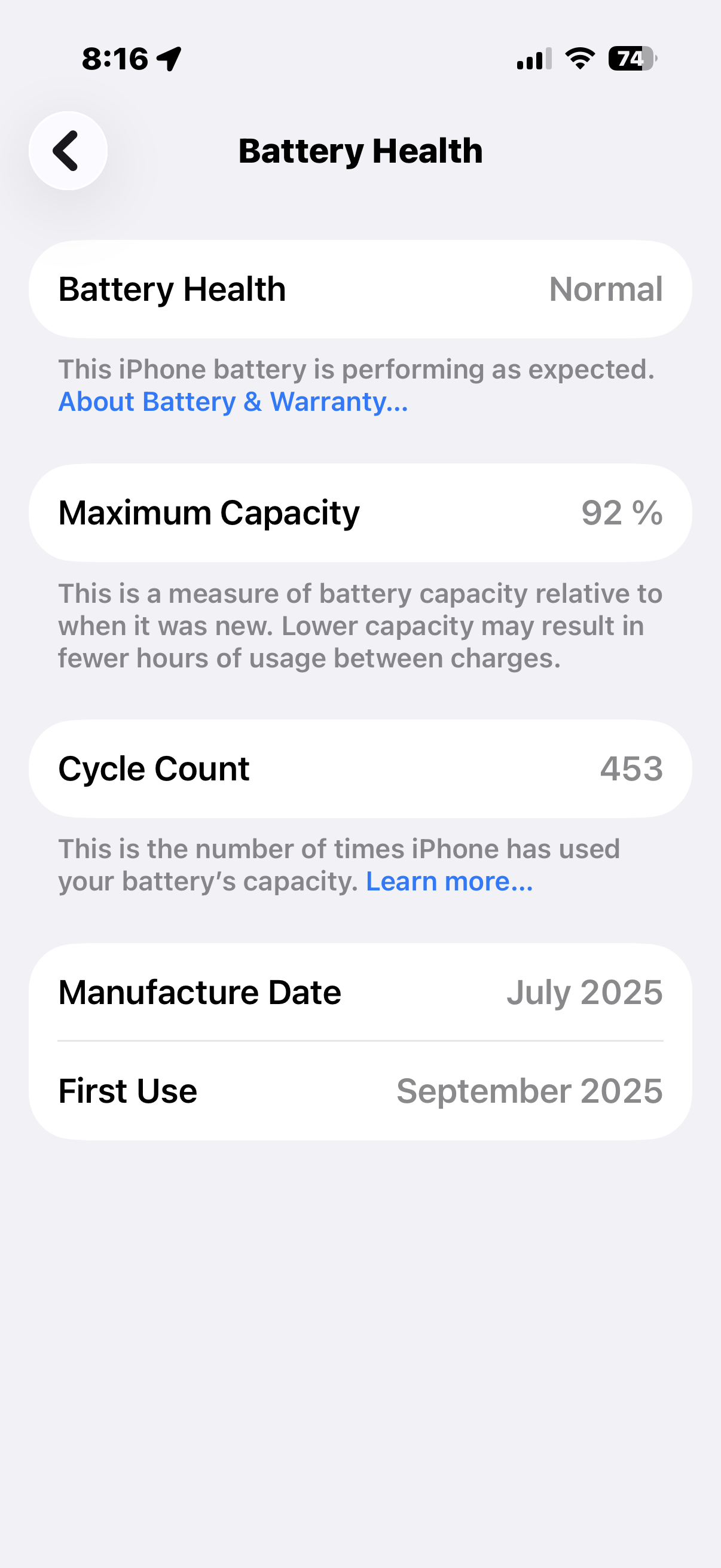 Kapacta baterie iPhone 17